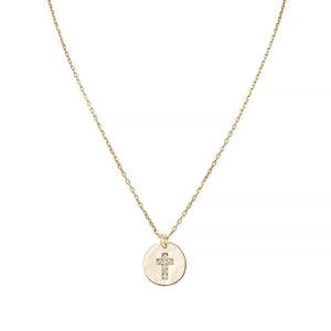 <b>Cross</b> Pave Necklace with Zircon and Diamond 14K Gold 18K Gold Rhodium Plated Rose Gold Trendy <b>Chains</b> for Engagement - Product Image 1