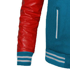 Veste de baseball à col montant de style universitaire en toile, saison printemps, manches avec motif en cuir PU - Product Image 3