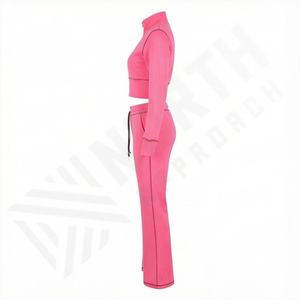 Conjunto de Dos Piezas de Chándal con Capucha para Mujer, Invierno 2025, Personalizado, de Algodón Sólido, con Forro Polar Técnico, Estampado, Talla Grande, con Cremallera - Product Image 3
