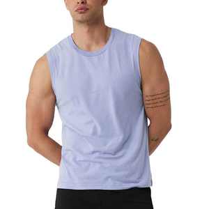 Wholesale Rabixo Sports Men's Sleeveless Polyester/Cotton Gym <b>Stringer</b> <b>Vest</b> OEM Logo Custom Solid Plus Size Crew Neck - Product Image 1