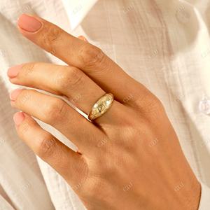 IGI Certified Solid Gold Pave Diamond Statement <b>Ring</b> for Women 14k <b>Thick</b> Chunky Rose Gold <b>Ring</b> for Her - Product Image 3