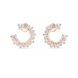 Boucles d'oreilles de mariée en or jaune 14 carats, diamants ronds et de forme irrégulière cultivés en laboratoire, luxe pour femmes, certifiées, cadeau d'anniversaire de mariage, élégantes et raffinées - Product Image 2