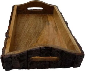 Juego de bandejas anidadas de madera de mango indio rústico hecho a mano con asas para Decoración de cocina y bloques para cortar - Product Image 5