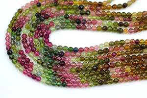 Perles de pierres précieuses vertes rondes à facettes multi-tourmaline de haute qualité de 4mm Pierre de tourmaline naturelle - Product Image 6