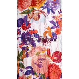 Robe de chambre vintage de luxe pour femmes, en coton 100%, tissée à la main, à fleurs, col en V, cordon de serrage, trois quarts de longueur, douce, respirante, séchage rapide - Product Image 6