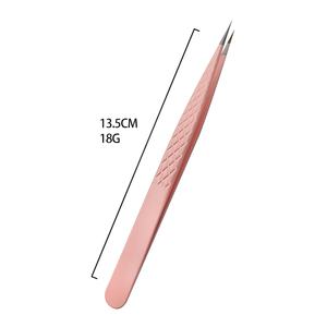 Juego de Pinzas de Precisión Profesionales de Acero Inoxidable Rosa con Mango Antideslizante para Extensión de Pestañas y Trabajos de Belleza Finos - Product Image 2
