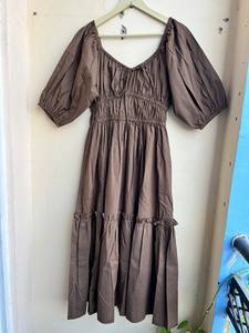 Robe longue bohème marron tuniques indiennes à imprimé bloc robe à la main robe longue en coton indien robe imprimée indienne - Product Image 4