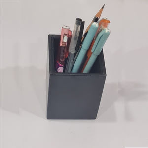 Black PU Leather Square <b>Pen</b> Stand and Stationery <b>Holder</b> High Quality Durable <b>for</b> Office and Home <b>Desk</b> - Product Image 2