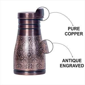 Etching Design Pure Copper <b>Metal</b> Water <b>Bottle</b> for <b>Drinking</b> Water Bedside Copper Vessel in Bulk Price - Product Image 3