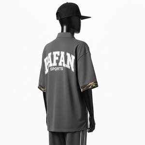 Camiseta Polo de Algodón Premium para Mujer, Color Carbón Suave, Panel de Manga con Contraste de Camuflaje, Logotipo Aplicado, Camisetas Polo de Algodón para Mujer - Product Image 5