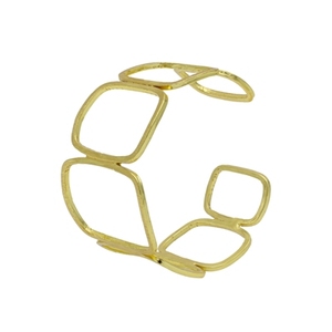 Handmade Brass Cuff <b>Bracelets</b> Gold Plated Trendy Geometric Design Unique Style Unisex Jewelry From Rajasthan <b>Copper</b> Alloy - Product Image 2