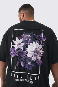 Camiseta de Algodón 100% para Hombre, Estampado Digital Negro 2025, Personalizada, Talla Grande, Larga, Premium, Informal, con Diseño Floral, Ecológica y de Secado Rápido - Product Image 3
