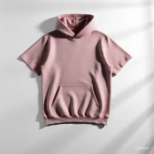 Man Hoodies and <b>sweatshirt</b> hoodies <b>short</b> <b>sleeve</b> knitted fabric custom hoodie logo and solid color - Product Image 1