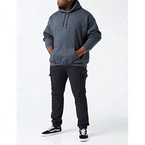 Sweat-shirt à capuche à manches longues en coton français charcoal pour hommes, décontracté, décontracté et solide, épaule tombante, brodé - Product Image 1