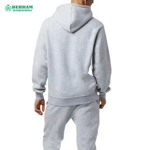 Sudaderas con capucha y sudaderas deportivas de cuello redondo de algodón gris jaspeado para hombre - Product Image 1