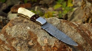 Cuchillo de caza de hoja fija de acero de Damasco de grado industrial hecho a mano, cuchillas desolladoras de acero de alto carbono, cuchillo OEM personalizable - Product Image 2