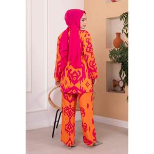 Cagla Ensemble 2 Pièces pour Femme Hijab en Viscose à Motifs Orange - Product Image 3