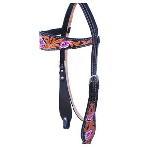 Juego de tachuelas de cuello y brida con herramientas florales occidentales Cuero Premium tallado a mano - Product Image 2