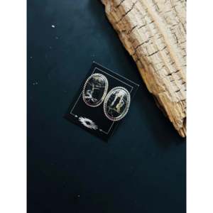 Navajo Handmade White Buffalo & <b>Sterling</b> <b>Silver</b> <b>Stud</b> Earrings Bezel Setting Inlay - Product Image 3