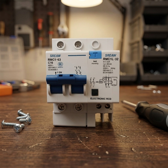 Commercial Distribution Box 400V Rated 6kA Breaking Capacity Combined MCB RCD Overload Leakage Protection Switch