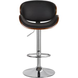 Set di 2 Sgabelli da Bar Curvi Contemporanei in Legno con Base in Metallo Argento e Nero, Rivestimento in Pelle PU per Uso in Pub - Product Image 4