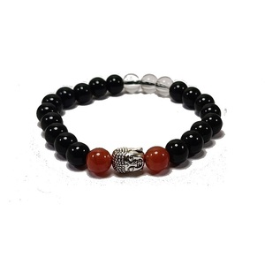 High quality Black Obsidian Carnelian Buddha <b>Bead</b> <b>Bracelet</b> Crystal Gemstone Fashion Jewelry <b>Men</b> and Women Gift Energy Meditation - Product Image 6