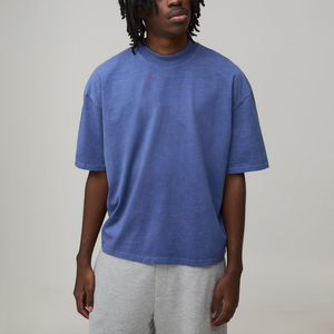 T-shirts personnalisés pour hommes 100 % coton, coupe classique, col rond, manches courtes, pour entraînement, sport, décontracté, devant uni, respirant, haute qualité - Product Image 1