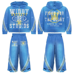 Ensemble sweat à capuche baggy et jogging en éponge française lourd OEM pour homme - Product Image 3