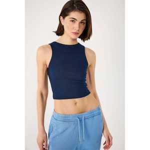 Top Corto Informal sin Mangas con Cuello Redondo y Logotipo Frontal, Ropa de Longitud Corta - Product Image 3