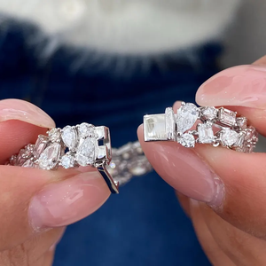 Gran oferta de joyería fina para mujer, Plata de Ley 925, Diamante de VVS moissanita, pulsera de corte de pera de tenis, pulsera de boda de rodio - Product Image 1