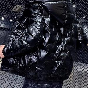 Chaqueta acolchada de nailon de alta calidad informal para hombre 2025, abrigo de invierno con cuello levantado y capucha con cierre de cremallera, venta directa de fábrica al por mayor - Product Image 3