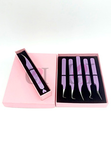 Pince à épiler professionnelle en acier inoxydable avec revêtement en poudre violet clair, antistatique, durable, 10 mm, pointe argentée - Product Image 6