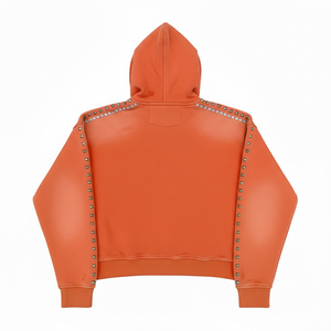 Premium Quality Custom Zip Rhinestone Heavyweight Cotton French Terry Acid Stone Washed Vintage Autumn Streetwear Eco-Friendly - Product Image 2