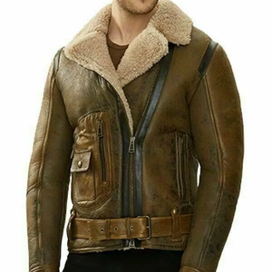 Nuevas chaquetas bomber de cuero de invierno para hombre con técnicas bordadas de forro de piel para clima frío con Cuello de piel - Product Image 1