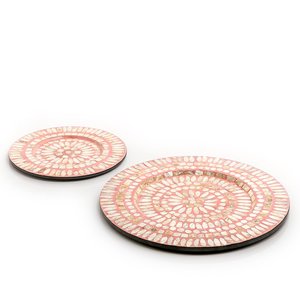 Assiette de service ronde en bois avec incrustation d'os pour la maison, la cuisine, la restauration, utilisation de l'assiette de service - Product Image 2