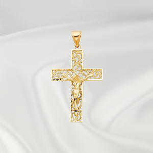 Pendentif croix élégant classique en plaqué or jaune 14 carats Bijoux religieux fantaisie Hommes Femmes Enfants Pierre de zircon Alliage métallique - Product Image 4