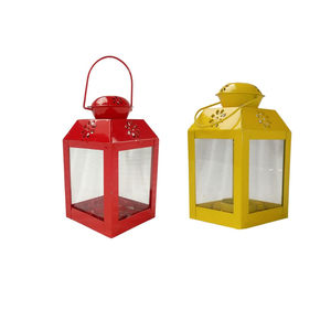 Juego de 2 Faroles Colgantes de Hierro Amarillo y Rojo, Diseño Moderno para Decoración Navideña del Hogar, Precio Económico, Venta al Por Mayor - Product Image 1