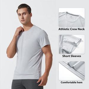 Camiseta de verano de secado rápido para entrenamiento al aire libre, ropa de gimnasio de cuello redondo, de manga corta Camiseta deportiva para hombre, cuello redondo deportivo - Product Image 4