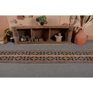 Tapis Vintage en Laine Turque 17X9,6 pieds Bleu et Beige Patchwork Design Plat Tissage Technique pour Décorations de Salon - Product Image 4