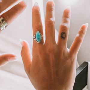 Belle bague Arizona Turquoise déclaration bague en argent sterling 925 bijoux en pierres précieuses naturelles faits à la main pour les femmes - Product Image 2