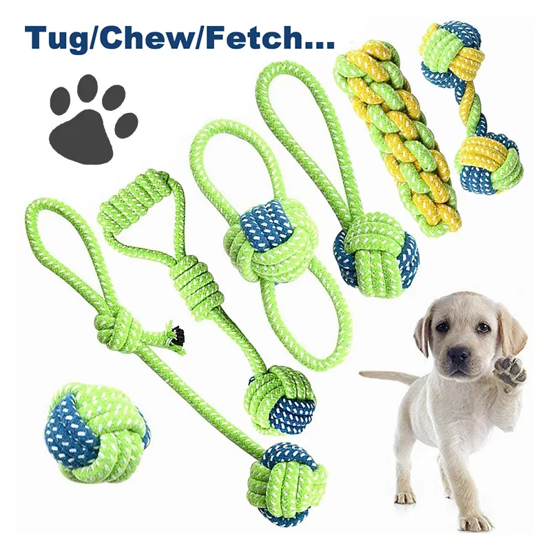 Corda de brinquedo para cães, brinquedo para cães pequenos, médios, brinquedo de treinamento, para cachorros, limpeza dos dentes, corda de nó interativo