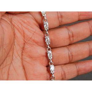 Pulsera de piedras preciosas facetadas hechas a mano de Plata de Ley 925, joyería de Zirconia cúbica, joyería de cuentas finas, BR0097-GS - Product Image 3