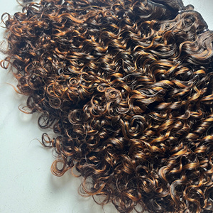 Cabello Humano Rizado Pixie, Trama Genius, Color Marrón Cobre Piano, Doble Trama, Cabello Virgen Vietnamita, Trama a Máquina - Product Image 1