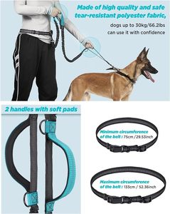 Guinzaglio in vita per cane che cammina a mani libere cane che corre bici resistente al guinzaglio riflettente - Product Image 4