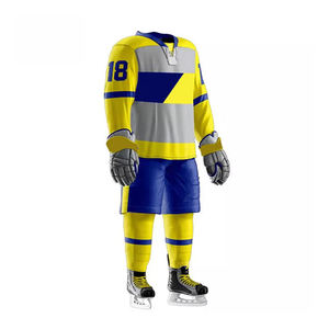 Ensembles d'uniformes de hockey sur glace sublimés personnalisés de meilleure qualité pour les joueurs 100% noms d'équipe personnalisés en polyester à séchage rapide - Product Image 3