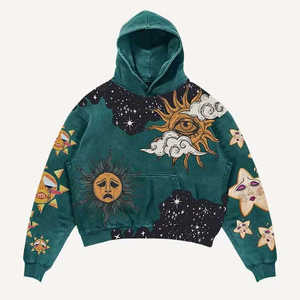 2025 nueva sudadera de algodón Unisex con capucha de gran tamaño LOGO personalizado Vintage ácido lavado gráfico - Product Image 3
