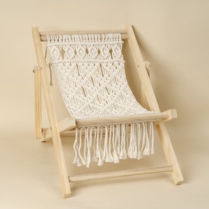 Macrame เก้าอี้เลานจ์ทำมือ, เก้าอี้ชายหาดสไตล์วินเทจทำด้วยมือ - Product Image 3