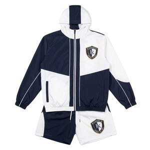 Conjunto Deportivo para Hombre, Chaqueta Ligera de Nailon y Pantalones Cortos, Diseño Color Block, Cortavientos, Estilo Casual para Exteriores - Product Image 1
