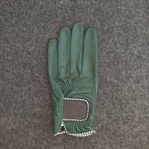 Guante de golf de cuero Cabretta suave de primera calidad Diseño transpirable con correa ajustable y palma verde oscuro impresa para deportes - Product Image 3