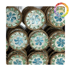 Wholesales natural <b>rattan</b> <b>placemat</b> with mother of pearl inlay | Viet Nam origin - Product Image 4